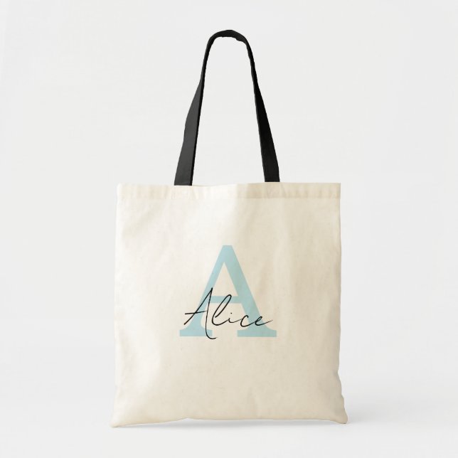 Modernes und elegantes Personalisiertes Monogramm Tragetasche (Vorne)
