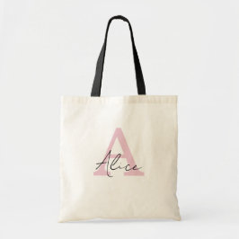 Modernes und elegantes rosa Personalisiertes Monog Tragetasche
