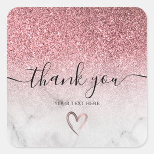 modernes und elegantes Rose Gold Glitzer Marmor Quadratischer Aufkleber