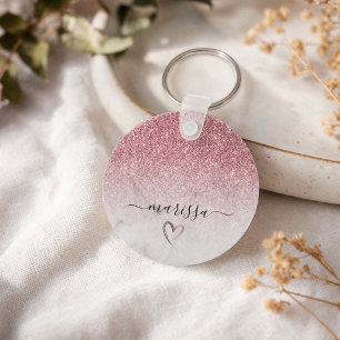Modernes und elegantes Rose Gold Glitzer weißer Ma Schlüsselanhänger