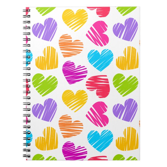 Modernes und Girly Vibranly Vidled Herts Pattern Notizblock (Vorderseite)