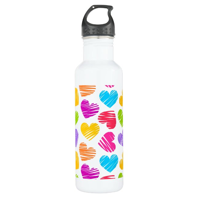 Modernes und Girly Vibranly Vidled Herts Pattern Trinkflasche (Vorderseite)