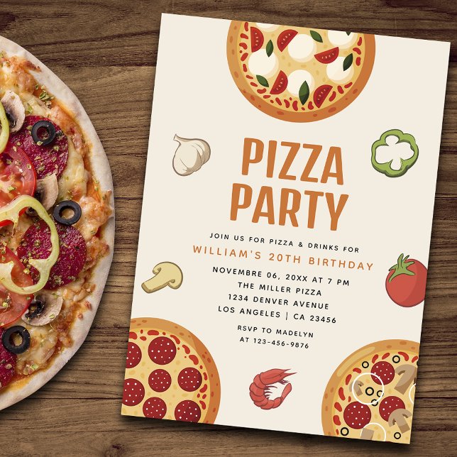 Modernes und italienisches Pizza-Party für jeden A Einladung (Von Creator hochgeladen)