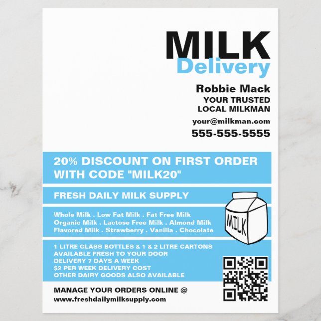 Modernes und kühnes Design, Lieferung von Milkman/ Flyer (Vorne)