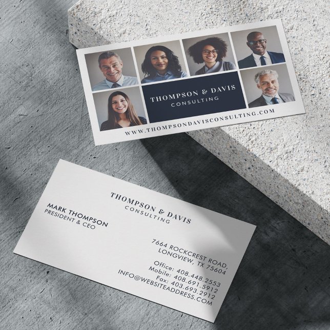 Modernes und minimales Business Team Member Foto G Visitenkarte (Modern & Minimal Business Team Members Photo Grid Business Card)