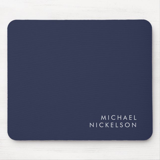 Modernes und minimales Dunkles Navy Blau | Name hi Mousepad (Vorne)