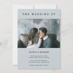 Modernes und minimales Grau  Ein Foto Hochzeit Einladung