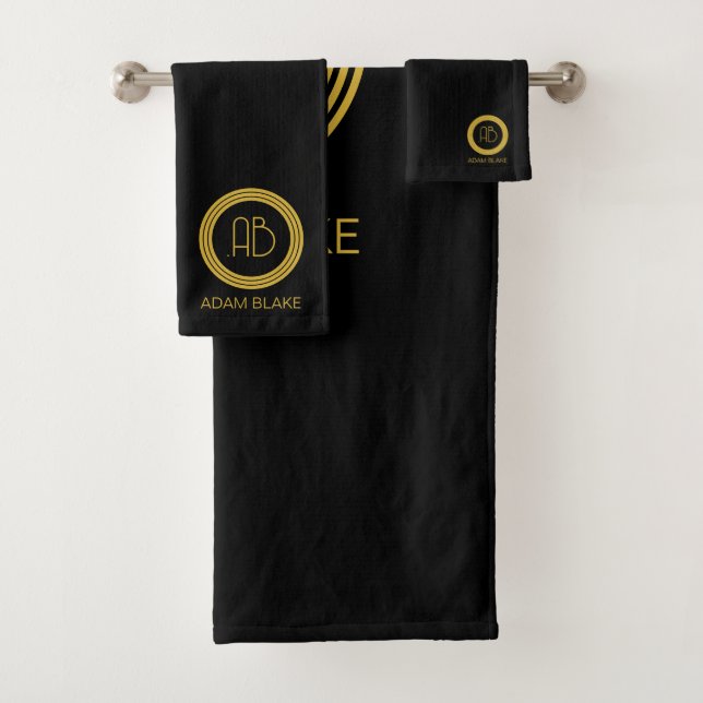 Modernes und minimales Schwarz & Gold Badhandtuch Set (Insitu)