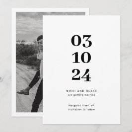 Modernes und minimalistisches Foto Save the Date Einladung