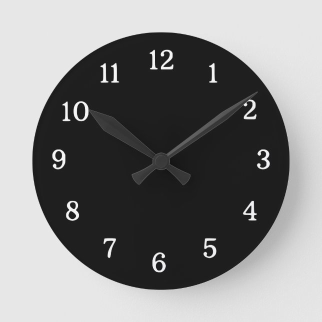 Modernes und modernes Schwarz und Weiß Runde Wanduhr (Vorderseite)