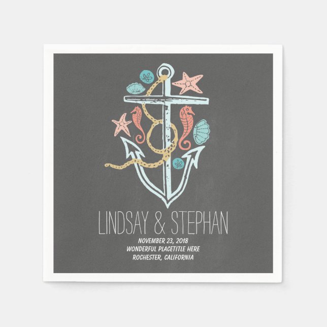 Modernes und romantisches Hochzeitspapier Napkins Serviette (Vorderseite)