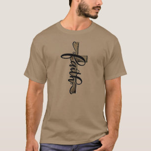 Modernes und rustikales Glaubenskreuz T-Shirt
