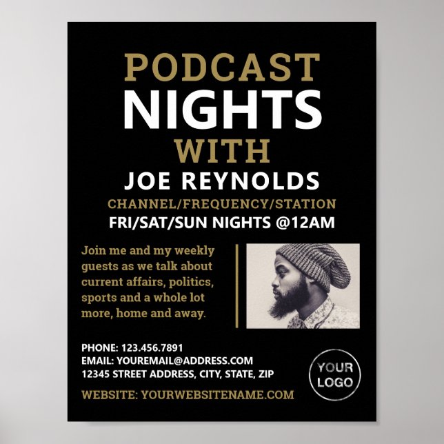 Modernes und stilvolles Podcaster, Podcast-Werbung Poster (Vorne)