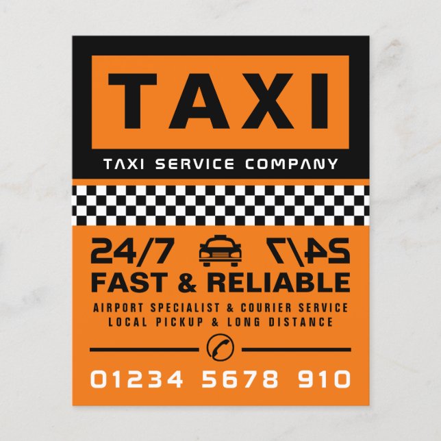 Modernes und trendy Taxi-Kfz-Unternehmen mit Preis Flyer (Vorne)