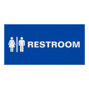 Modernes Unisex-Toilettenschild für Geschäftstür Poster
