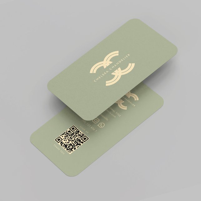 Modernes Unternehmen für Monogram-Sage-Logos C Visitenkarte (Modern Monogram Sage Gold Logo C Company Business Card
)