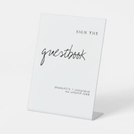 Modernes Unterschreiben des Gästebuches Hochzeitsz Sockelschild