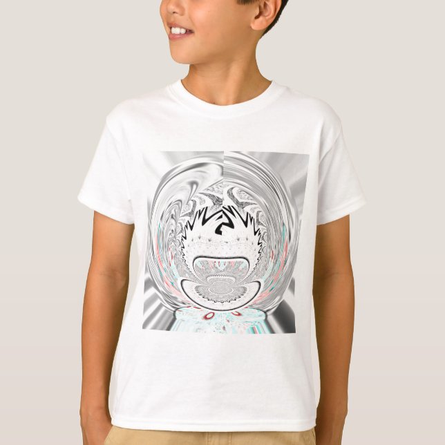 Modernes Urban Ash Gray Flora Abstraktes Muster Ku T-Shirt (Vorderseite)