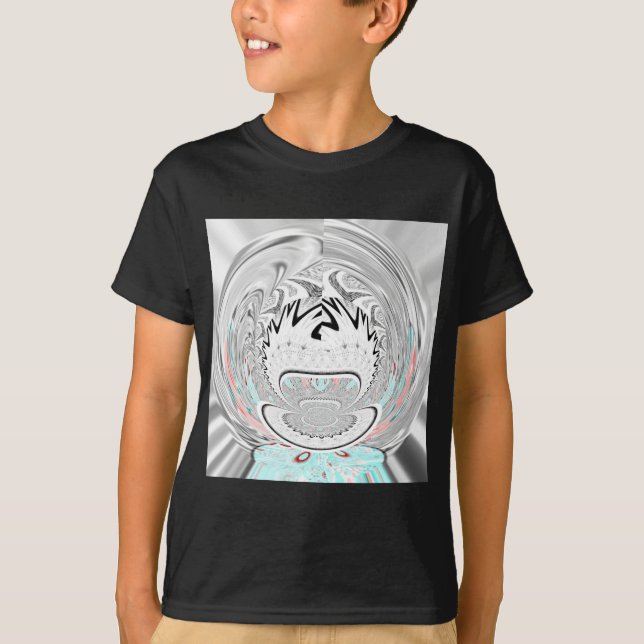 Modernes Urban Ash Gray Flora Abstraktes Muster Ku T-Shirt (Vorderseite)