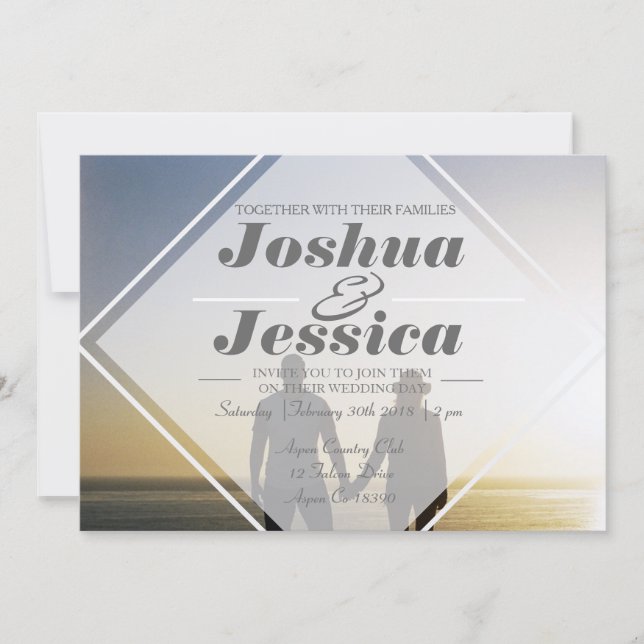 Modernes urbanes Overlay | Custom Foto Wedding Einladung (Vorderseite)