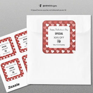 Modernes Valentinstag Special Rotes Weiß Schwarz Quadratischer Aufkleber