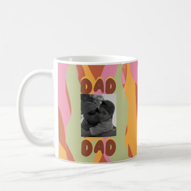 Modernes Vatertag Retro Muster Vater Message Foto Kaffeetasse (Links)