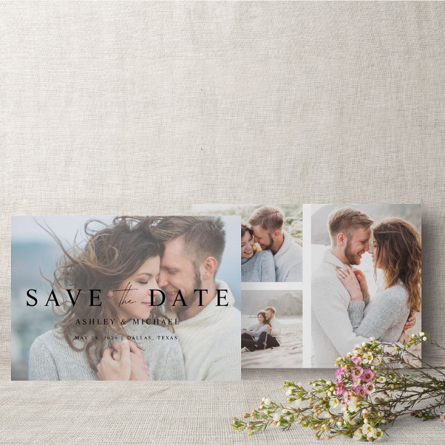 Modernes Vellum Overlay 4 Foto Verlobung Save The Date (Save the Date: Love is in the air!)