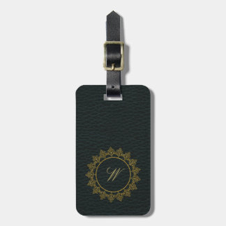 Modernes verwickeltes Monogramm auf dunklem Leder Gepäckanhänger