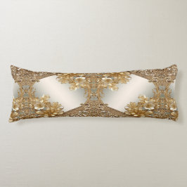 Modernes, Verziertes, blumiges Kissen aus Gold