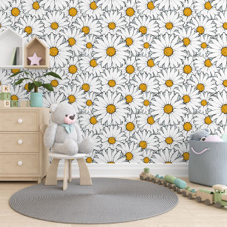 Modernes, Verziertes Daisy-Muster Wasserfarbe Tapete