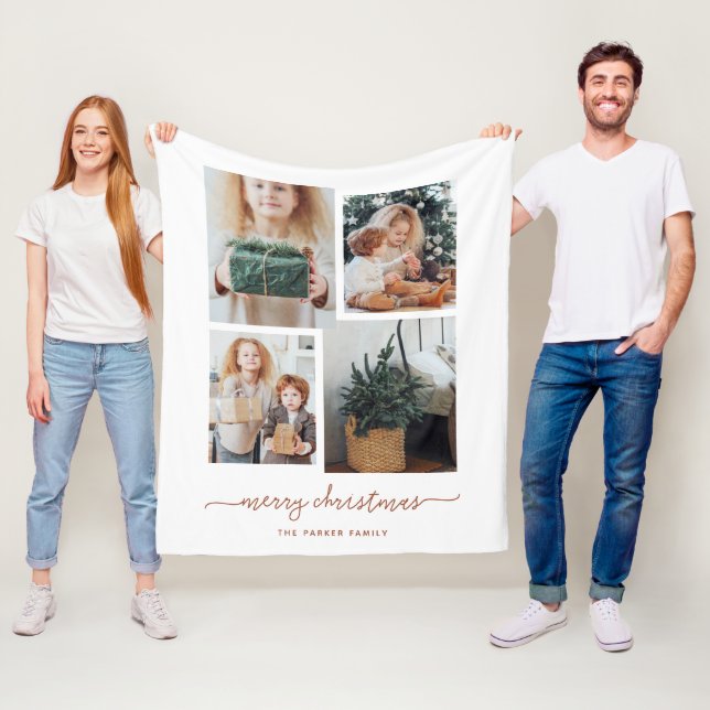 Modernes Vier-Foto Collage Fleece Blanket (Beispiel)