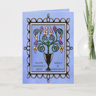 Modernes Viktorianisches Bouquet auf blau (Persona Karte