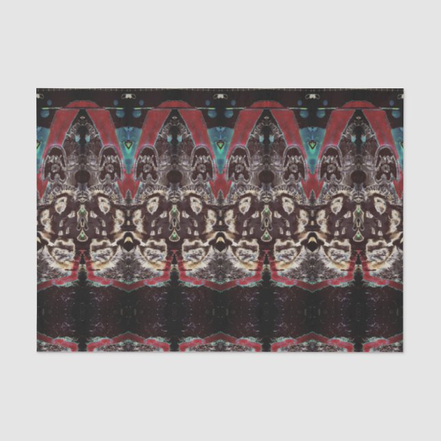 Modernes Vintag antikes, braunes, rotes Muster Seidenpapier (Vorderseite)