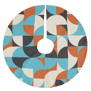 Modernes Vintag: Geometrische Retroformen. Polyester Weihnachtsbaumdecke