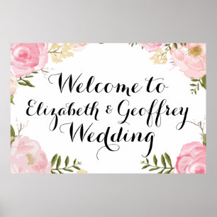 Modernes Vintag rosa Blumenbanner Poster