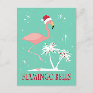 MODERNES VINTAGE WEIHNACHTSFLAMINGO POSTKARTE
