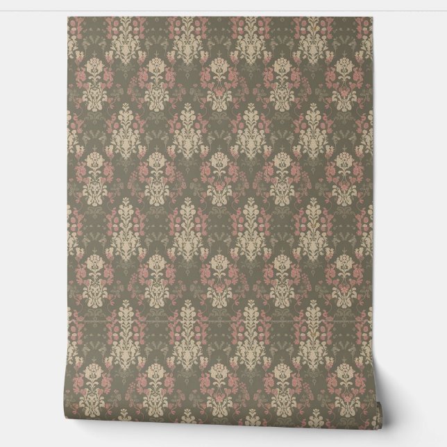 Modernes Vintages Blumenmuster Tapete (Abrollen)