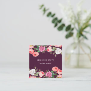 Modernes Vintages, einfaches Blumengeschäft Quadratische Visitenkarte
