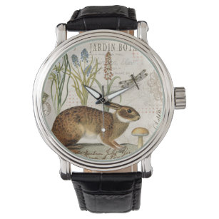 modernes Vintages französisches Kaninchen im Garte Armbanduhr