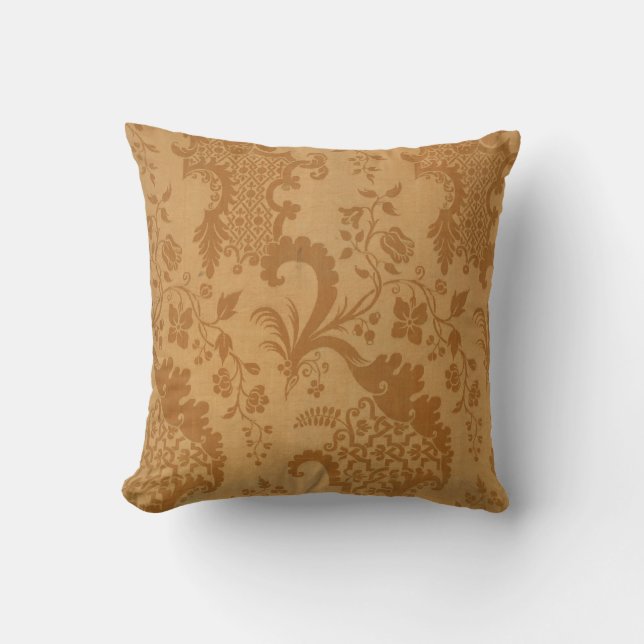 Modernes Vintages Gold Damask Muster Kissen (Vorderseite)