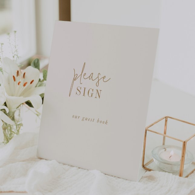 Modernes Vintages Gold Gästebuch Sockelschild (Von Creator hochgeladen)