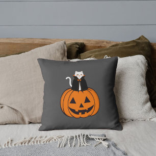 Modernes Vintages Halloween Cat Pumpkin Personalis Kissen