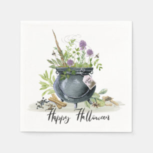 Modernes Vintages Halloween-Cauldron-Rezept 1 Serviette