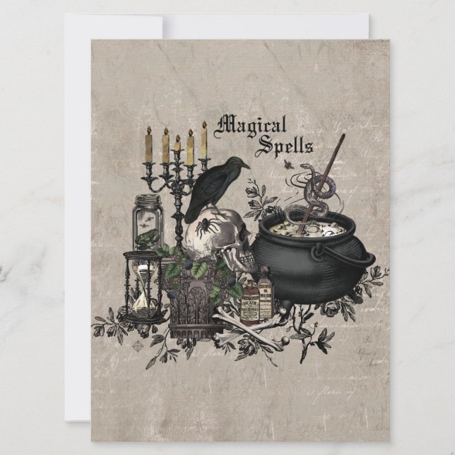 Modernes Vintages Halloween WITCHES BREW Karte (Vorderseite)