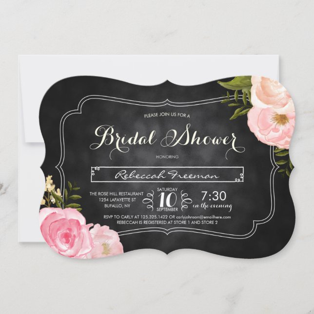 Modernes Vintages Rosen-Tafel-Brautparty Einladung (Vorderseite)