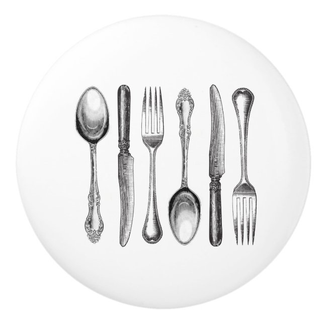 modernes Vintages Silbergeschirr Keramikknauf (Vorderseite)