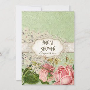 Modernes, Vintages Spitzentea Hydrangea in Rose Einladung