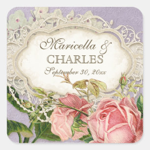 Modernes, Vintages Spitzentea Hydrangea in Rose Quadratischer Aufkleber