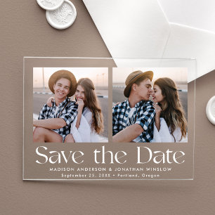 Modernes Vintages Typografie-Foto Save the Date Acryleinladungen