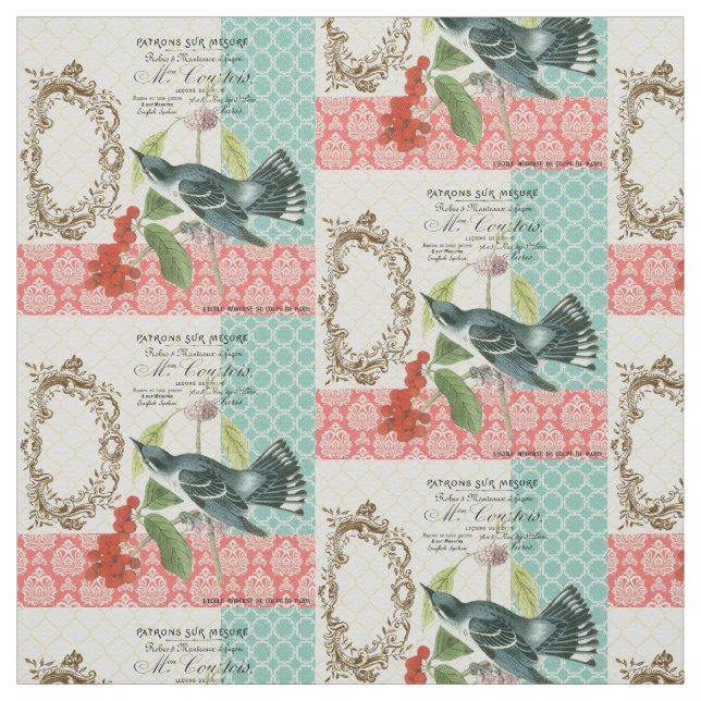 Modernes Vintages Vogelgeflecht Stoff (Muster)